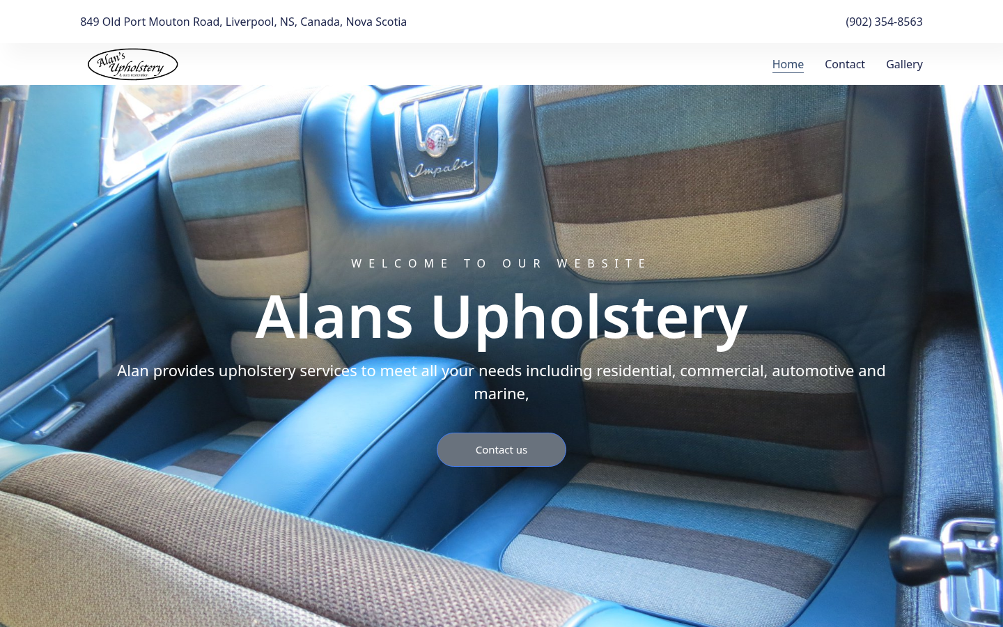 Alan's Upholstery website screenshot