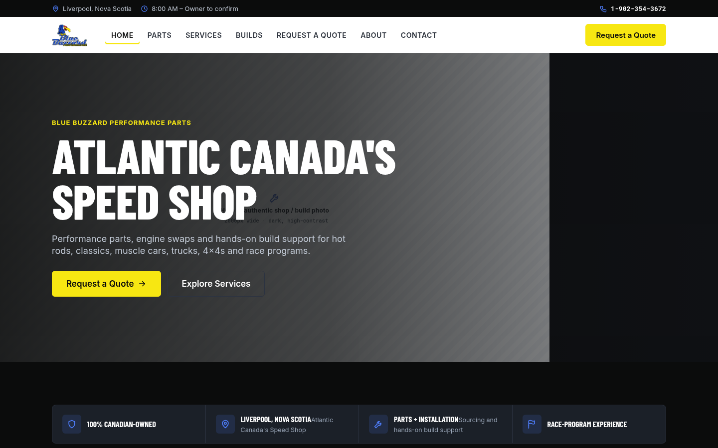 Blue Buzzard Automotive website screenshot