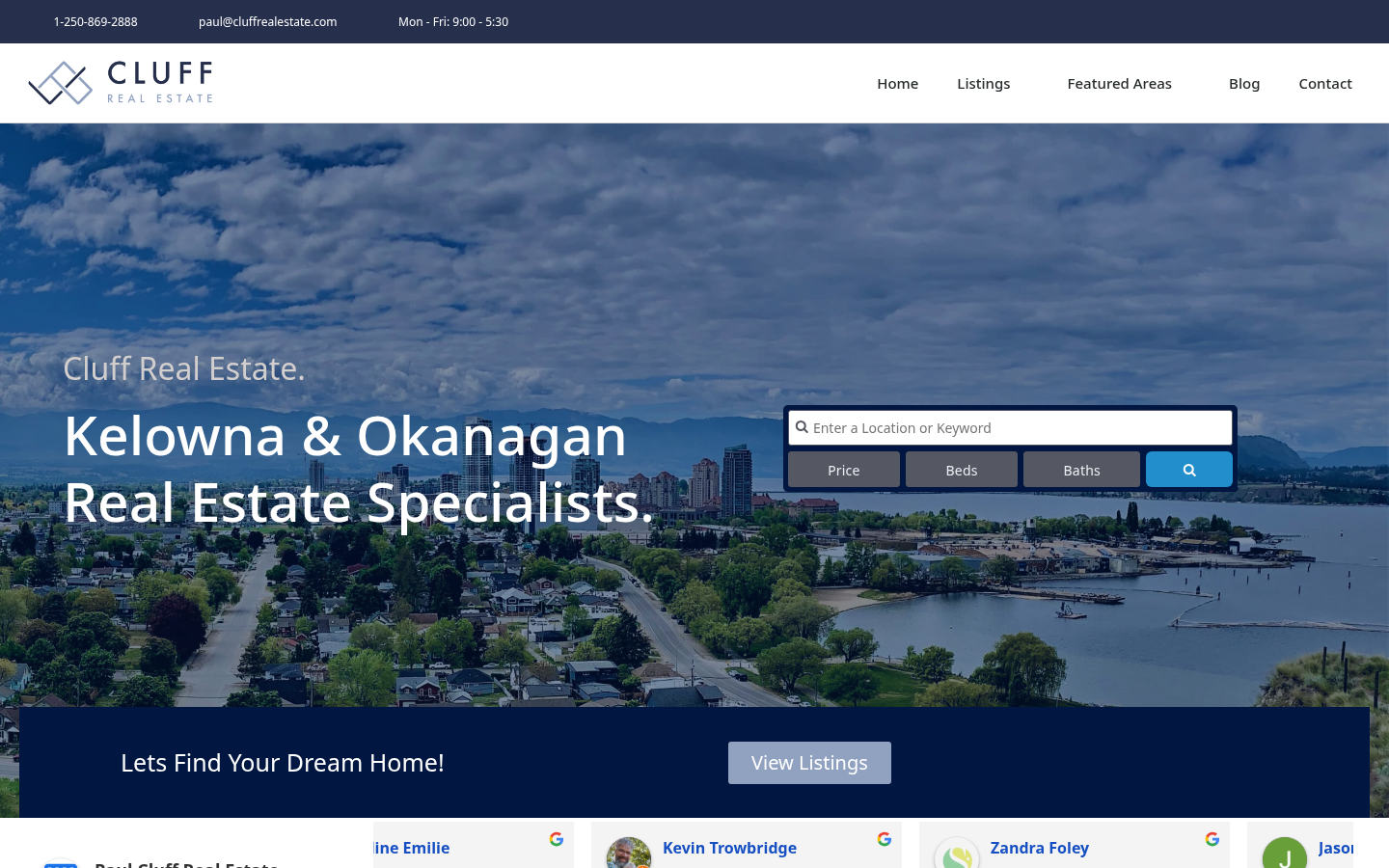 Cluff Real Estate website screenshot